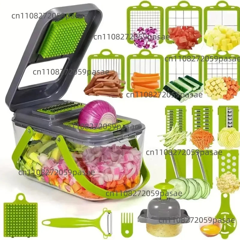14 in 1 Top Multifunctional Vegetable Chopper Handle Food Grater Chopper Vegetable Slicer Kitchen Cutter Garlic Chopper Oasis Select