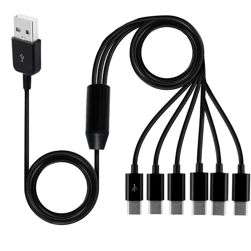 6 In 1 USB Type C Micro Splitter Cable USB C to 2 6 Type C Data Sync Charing Cable Connector Adapter Cable For Phone Tablet Pad Oasis Select