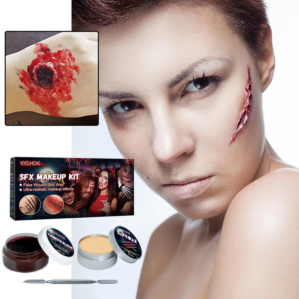 Halloween Scar Wax & Fake Blood Special Effects Makeup Kit Special Effects Makeup Oasis Select