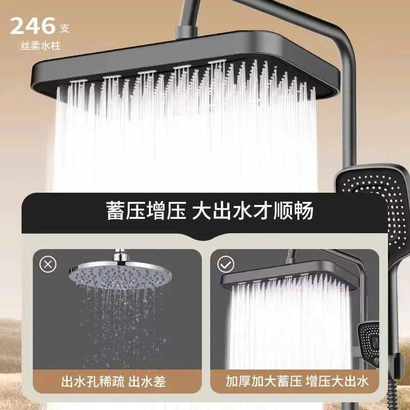 New 36CM High Pressure Top Spray Rain Shower Head Larger Flow Supercharge Rainfall Showerhead 360° Swivel Water Saving Set Oasis Select
