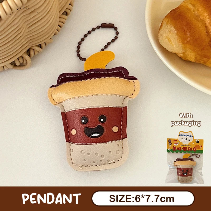 Cute Food Doll PU Leather Keychain Bag Charm Pendant Novelty Keychain Charm Oasis Select A3
