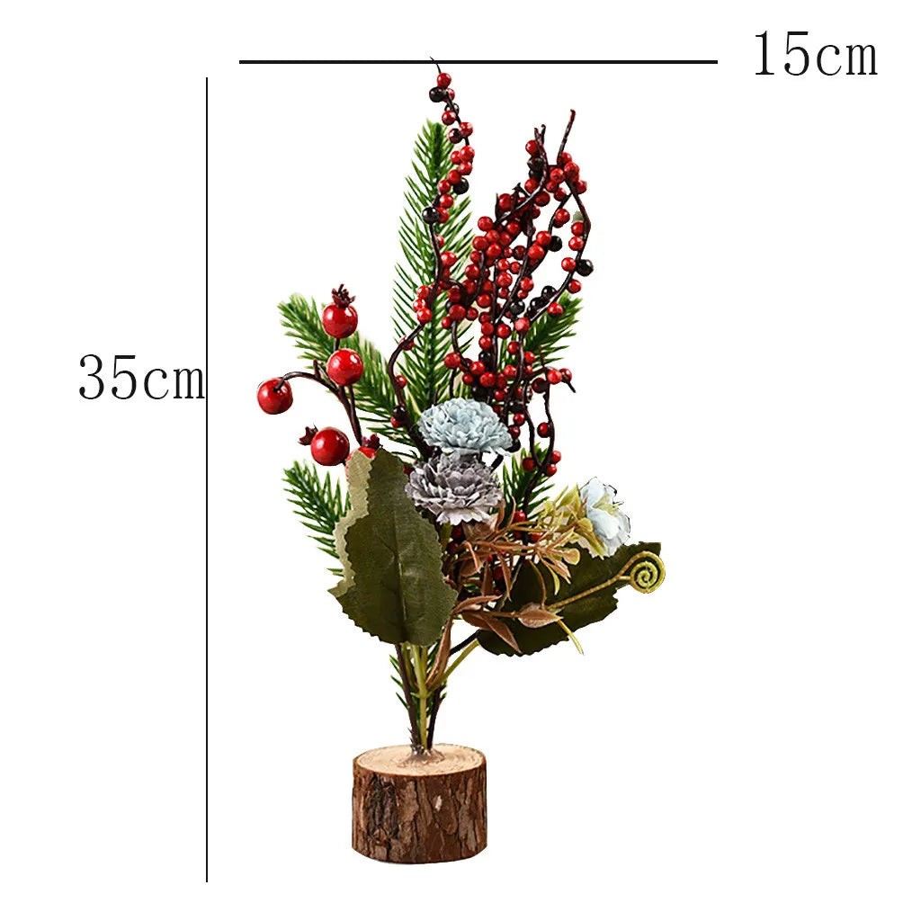 Mini Artificial Christmas Tree – Tabletop Decor, Berries & Pine Cones Tabletop Christmas Tree Oasis Select