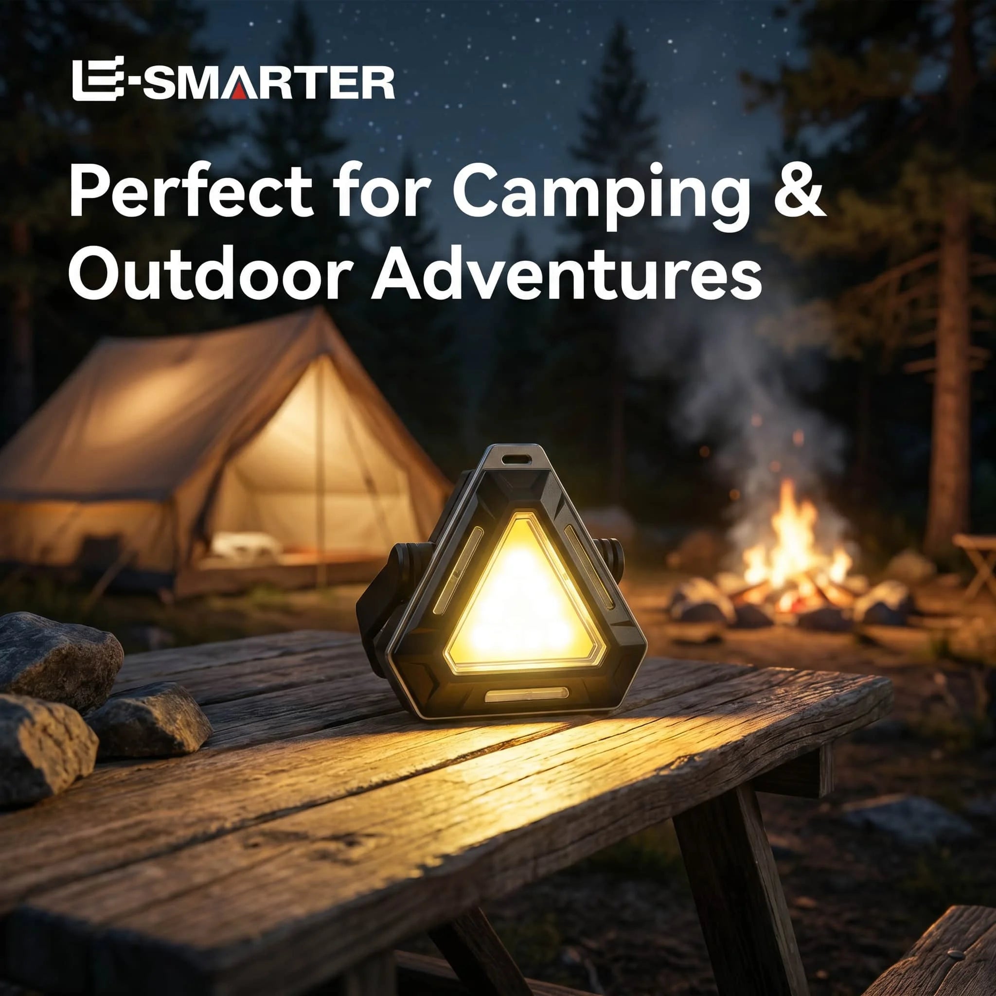 Multi-Functional Triangle Warning Flashlight with Red Blue Light, Magnetic Rechargeable Portable Camping Lamp for Outdoor Use Oasis Select