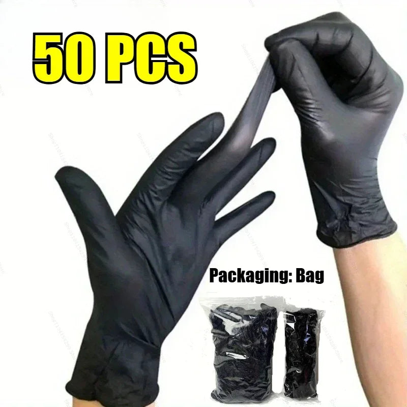 Black Xl Latex Gloves Pvc Gloves Disposable Nitrile Gloves Housework Cleaning Car Industry Gardening Cooking Tools Oasis Select 50 PCS M