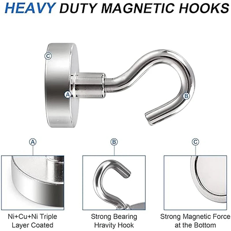 Magnetic Hook Strong Iron Absorption Color Electroplating Strong Magnetic Hook Household Metal-plated Magnet Hook For Bathroom Oasis Select
