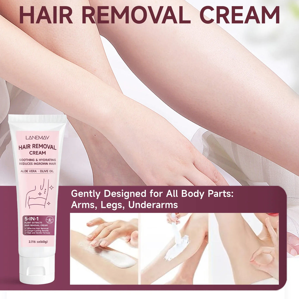 5-in-1 Hair Removal Cream – Aloe Vera & Olive Oil | 60g
