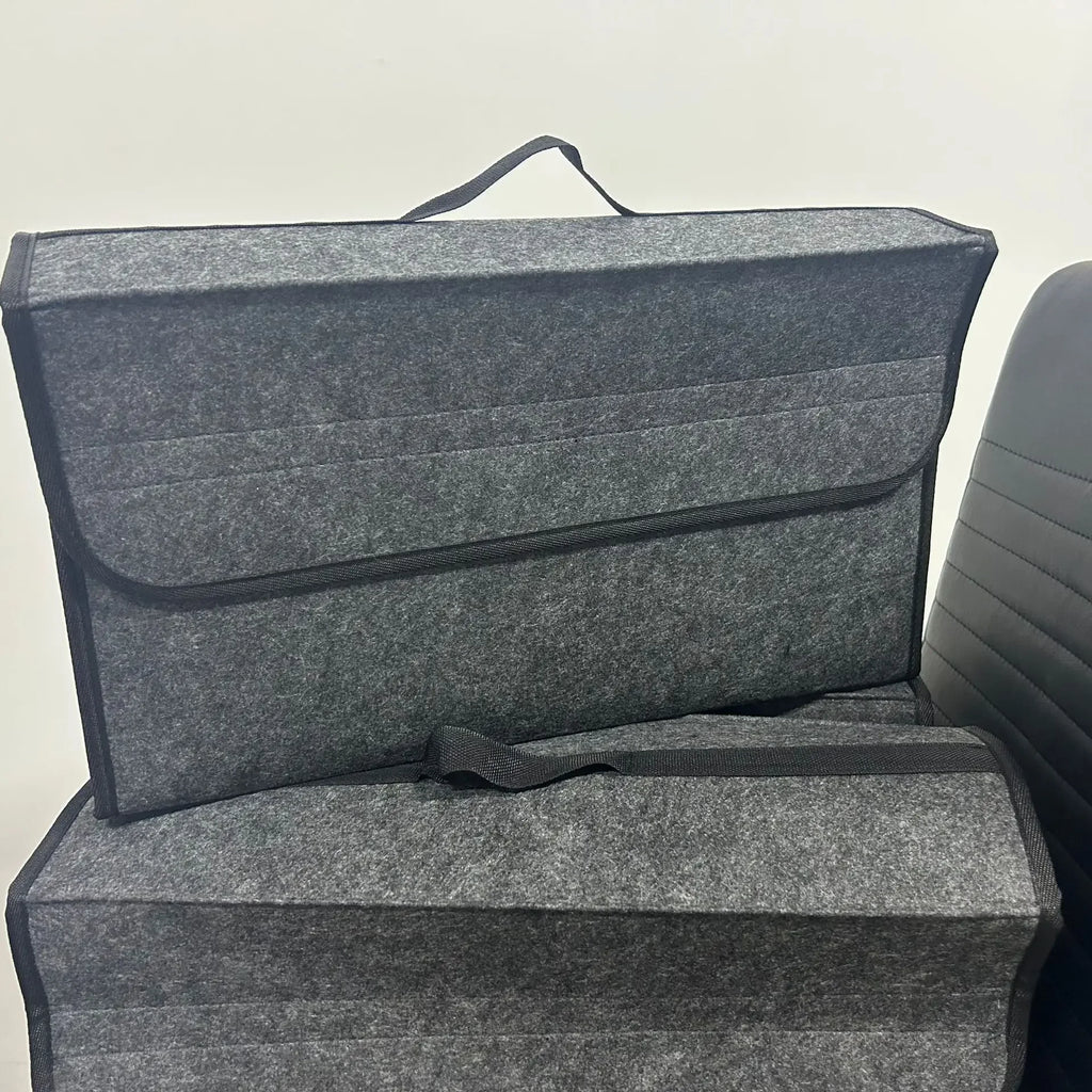 Spacious Canvas Car Storage Box Trunk Organizer with Felt Cloth Interior - Car Interior Tidying Container for Easy Storage Oasis Select