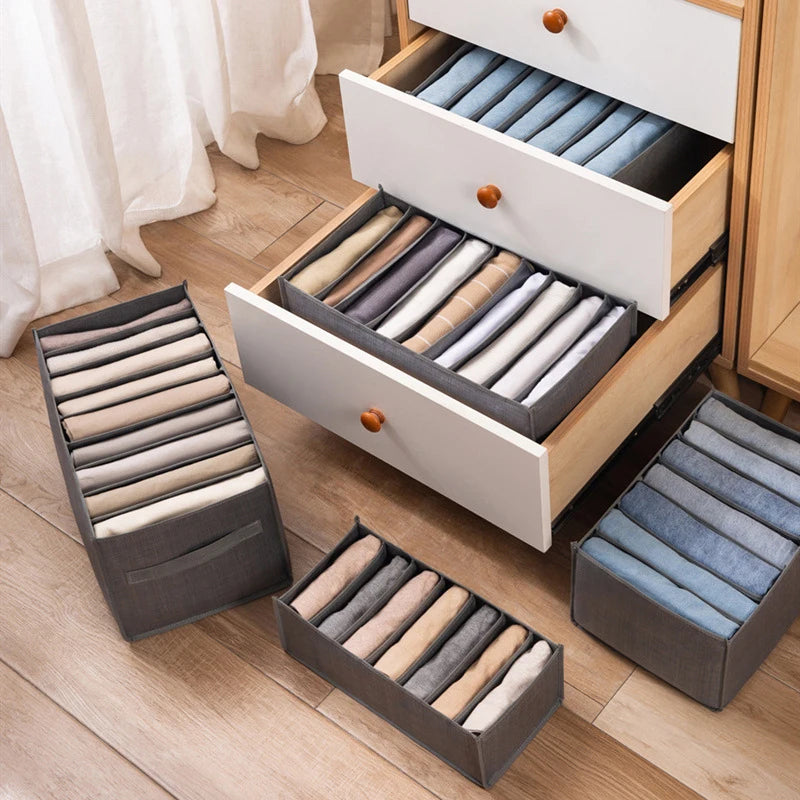 1pc Pants Storage Box, Jeans Divider Storage Box, Wardrobe 9 Grids Storage Basket Oasis Select