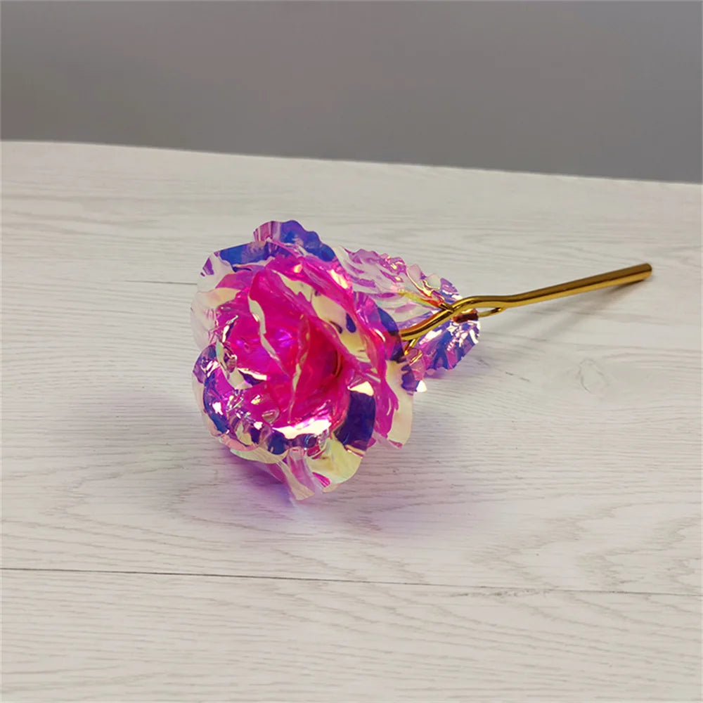 1pcs Artificial Flower Foil Rose Flower Valentine'S Day Gifts 24k Golden Plated Gold Rose Lasts Forever Love Flower For Wife Oasis Select Rose red