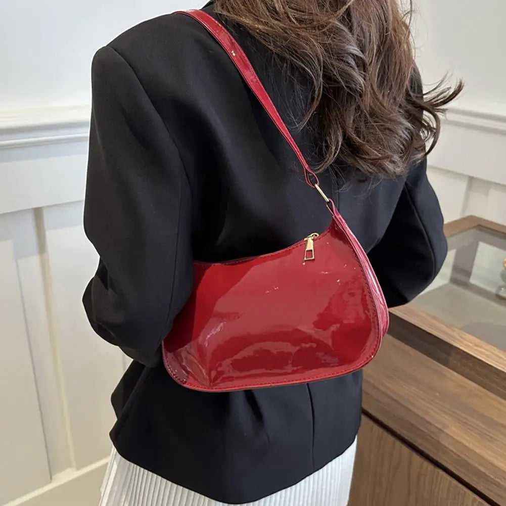 Fashion PU Leather Shoulder Bag Women's Trendy Underarm Bag Elegant Solid Color Small Square Bag Aesthetic Handbag Oasis Select