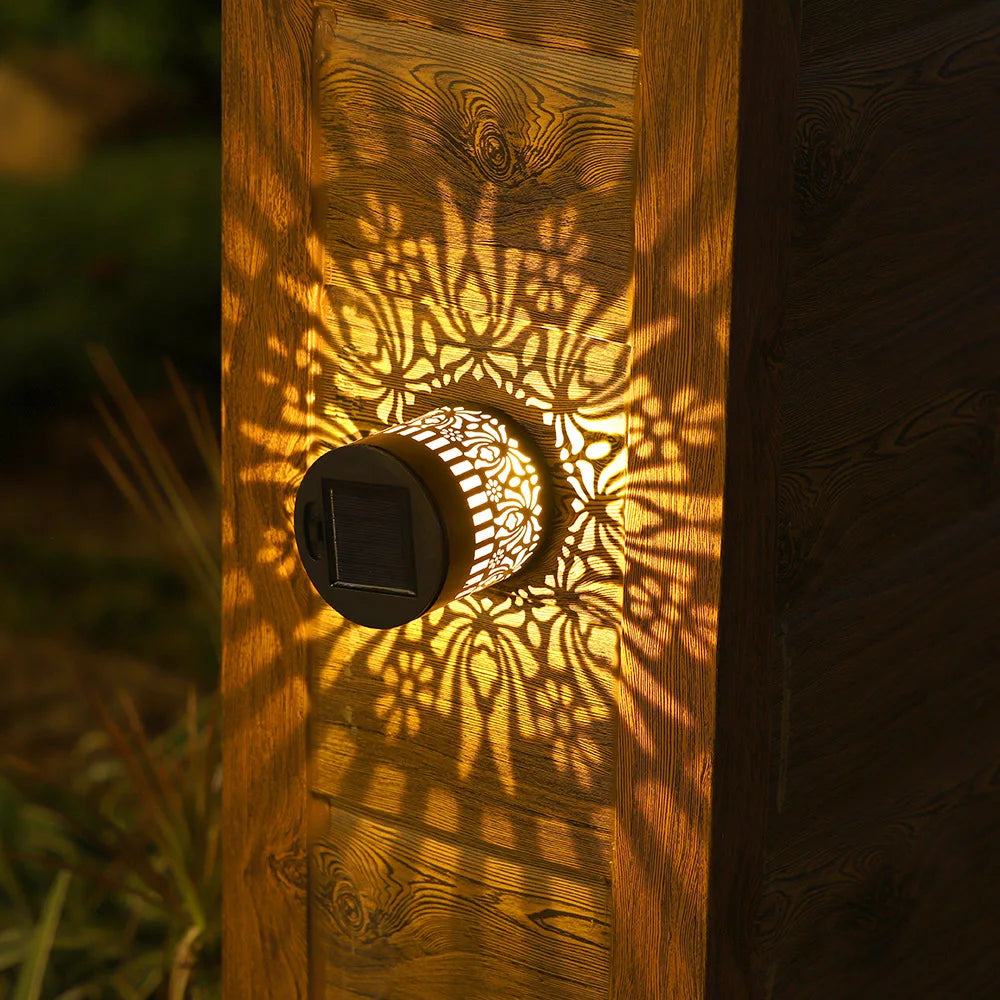 Solar Outdoor Wall Light Projector Waterproof Garden Lamp Patio Fence Decorative Hollow Lantern Lawn Yard Pathway Decor Lighting Oasis Select Peony