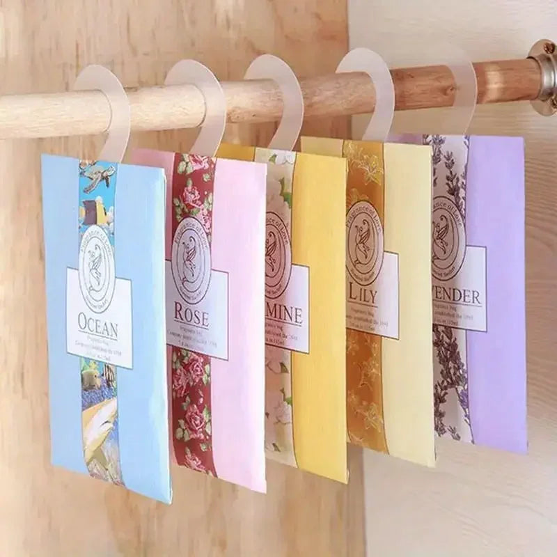 5/6pcs Car Wardrobe Closet Hanging Fragrance Sachet Air Freshener, Aromatherapy Perfume Incense Decor for Home Office Lavender Oasis Select