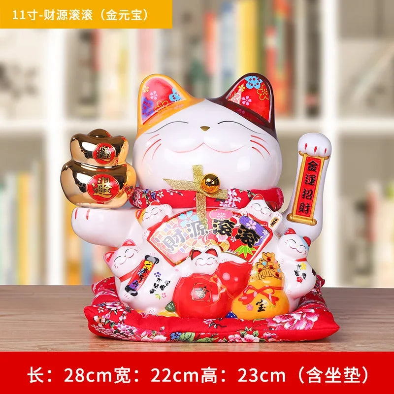 11-inch Lucky Cat Shaking Hand Ornaments Large Electric Cashier Home Store Opening Gift Ceramic Ornaments Oasis Select 23 26cm x 22cm