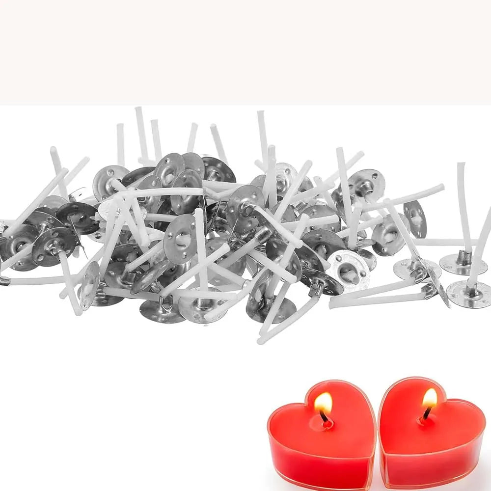 50/100Pcs Tea Light Candle Wicks, 1.02 inch Pre-Waxed Wick with Base, Pre-Waxed Wicks for Soy Wax Candle Making Oasis Select 200pcs