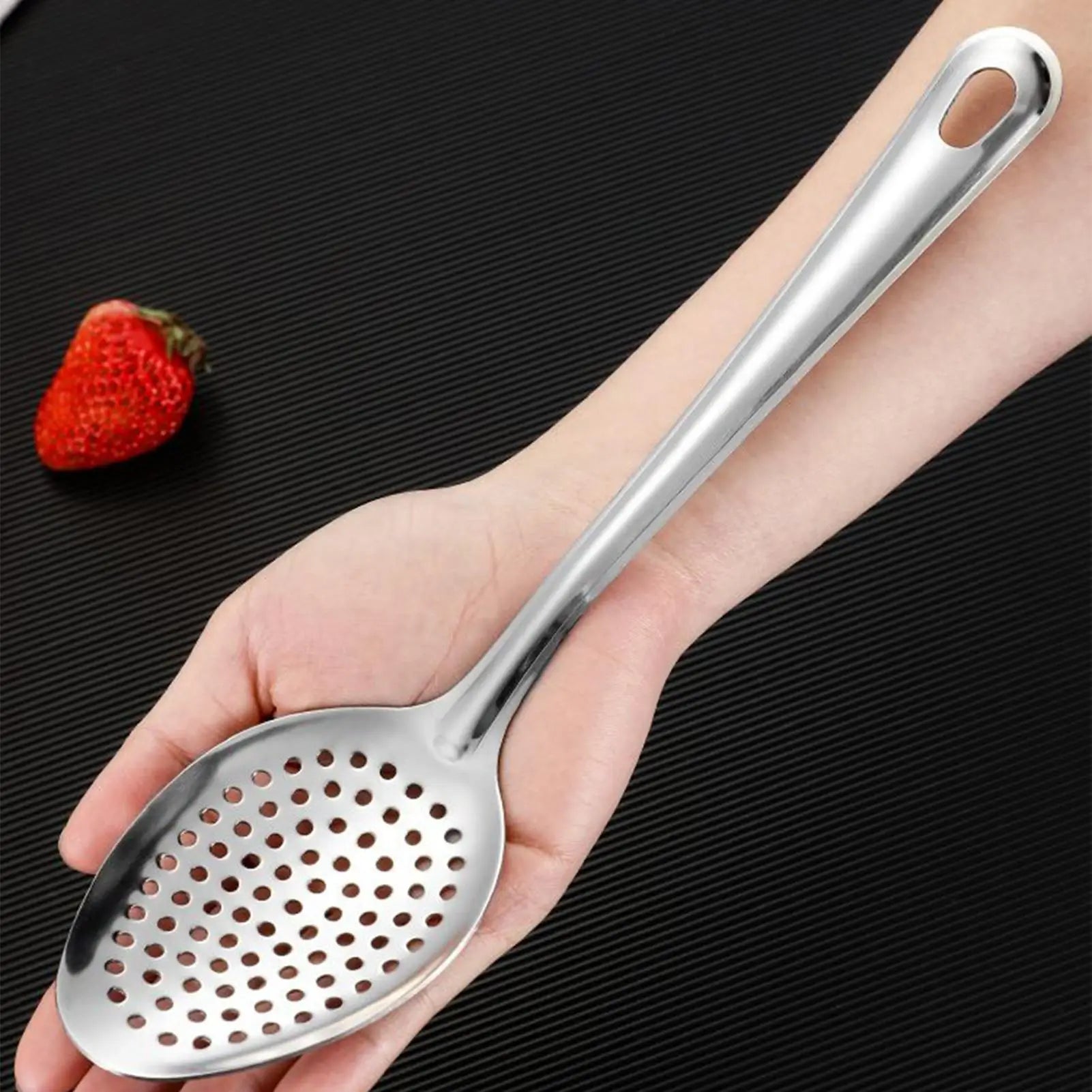 Stainless Steel Strainer Spoon 1PC Slotted Spoons Kitchen Colander Spoon Spoon Filter Strainer Food Scoop Skimmer Colander Oasis Select