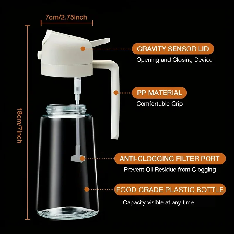 Multi-functional Kitchen Oil Bottle Spray Oil Pouring Two-in-one Food-grade Material Is Not Easy To Damage 500ML Large Capacity Oasis Select