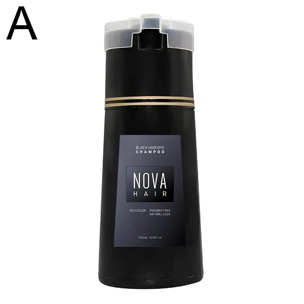 Nova Hair Dye Shampoo, Nova Hair Instant Dye Shampoo,Hair Dye Coloring Shampoo For Gray Hair Long Lasting Nourish For Men Women Oasis Select black