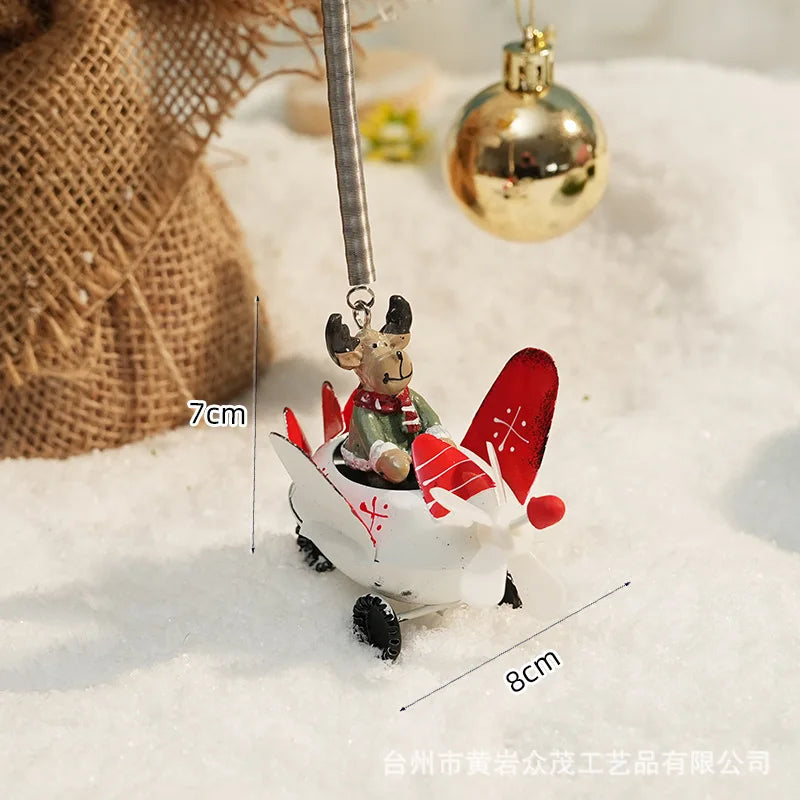 Christmas Ironwork Airplane Pendants Home Iron Handicrafts Snowmen Reindeer Christmas Tree Pendants Oasis Select Style 6