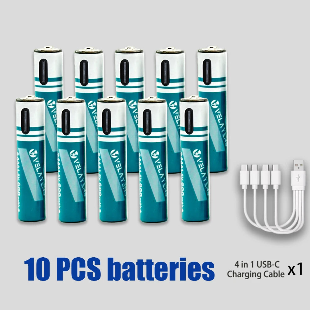 Long Lasting 600mAh AAA Rechargeable Battery Durable AAA Battery with USB C Charge Cable for High-Drain Devices Cameras Remotes Oasis Select 10PCS Battery 1Cable China Mainland