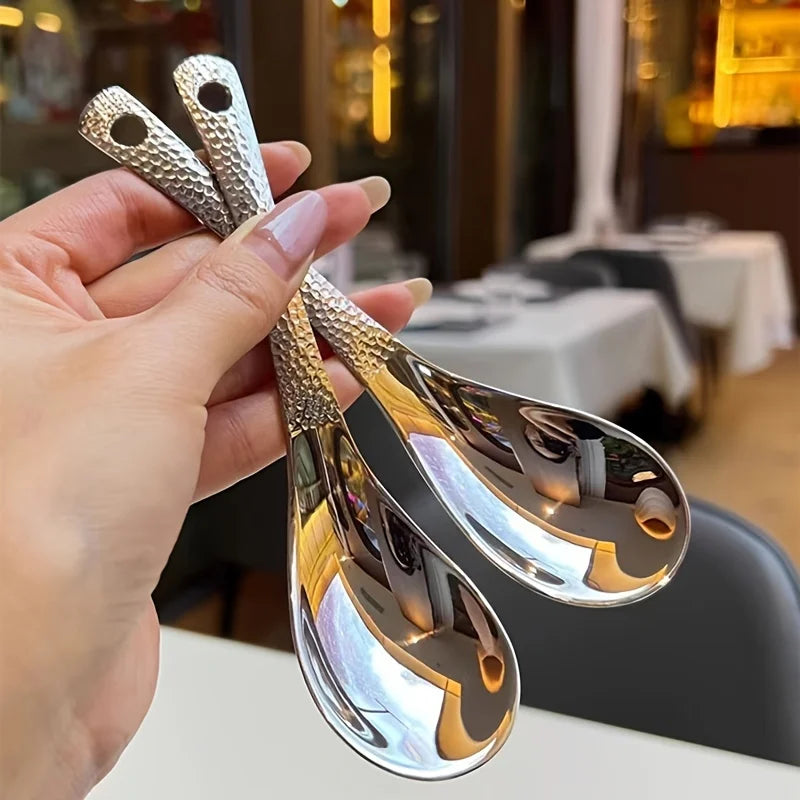 2pcs Stainless Steel Spoon Set- Large Capacity, Mirror Polished Cutlery, Suitable for Desserts, Fruits, and Home Kitchen Use Oasis Select 2pcs
