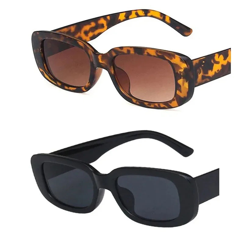 Fashion Sunglasses Classic Retro Square Glasses Women Brand Vintage Travel Small Rectangle Sun Glasses Female Eyewear Anti-Glare Oasis Select Leopard-black