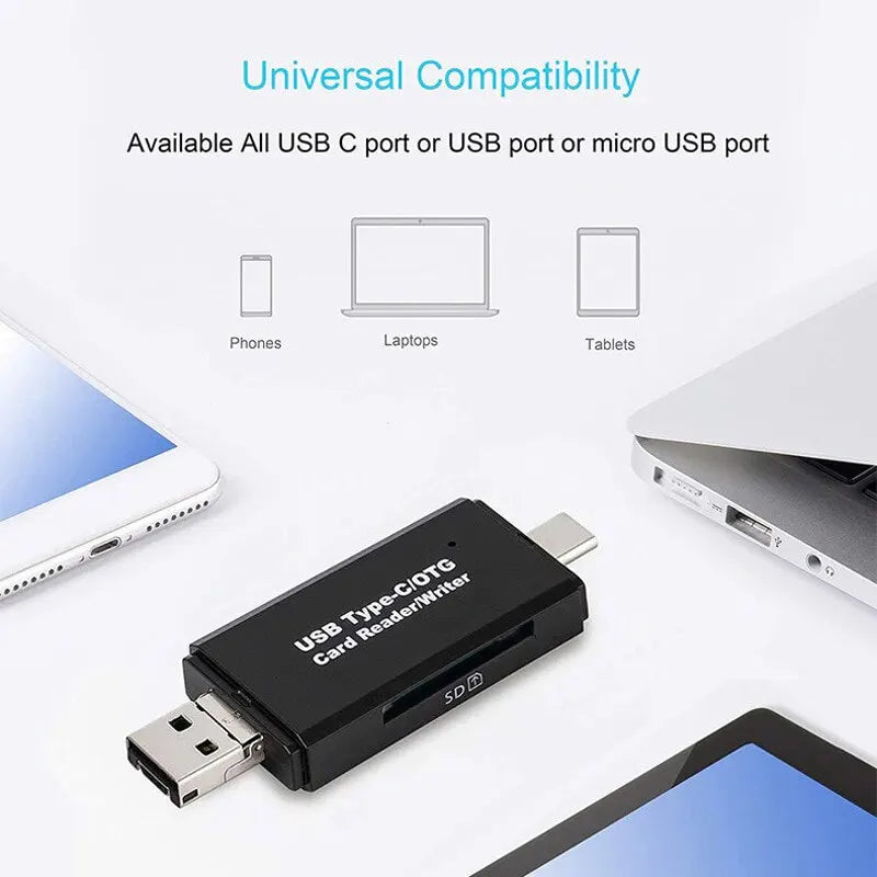 USB Type C Adapter 3 in 1 Computer Android Mobile Phone Dual Use Typec Multifunctional OTG Card Reader Mini Camera TF SD Card Oasis Select