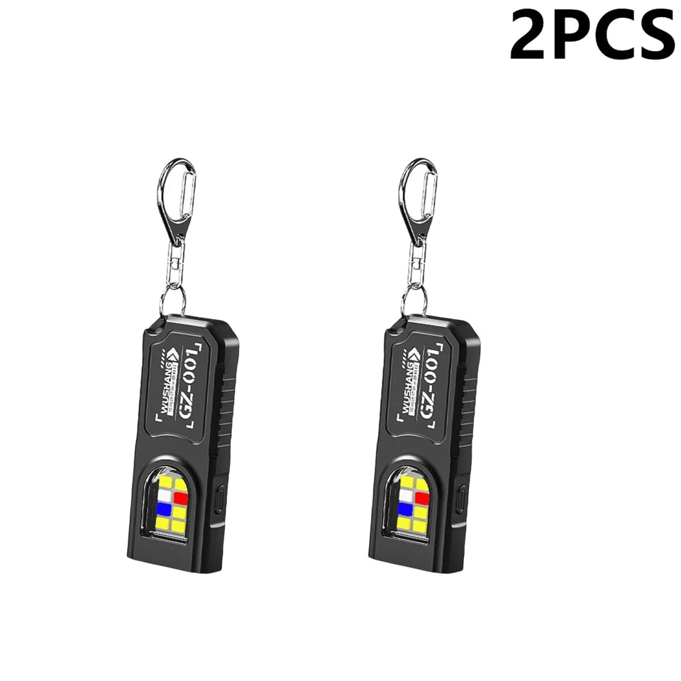 USB Rechargeable Mini Keychain Flashlight | COB EDC Pocket Lamp Keychain Flashlight Oasis Select 2pcs