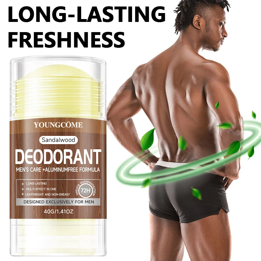 Men Sandalwood Deodorant Stick Anti Sweating Keep Drying Lasting Fragrance Remove Armpit Odor Underarm Refresh Sticks 40g 1/3set Oasis Select