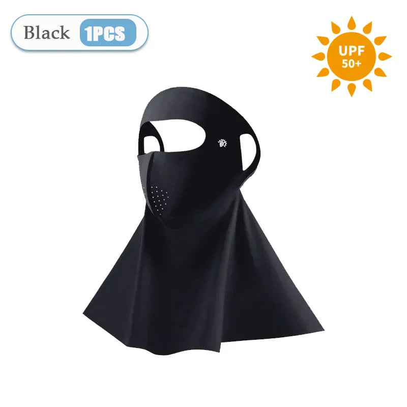 1-10PCS 3D Ice Silk Sun Face Mask Women UV Protection Cooling Breathable Dustproof Balaclava for Outdoor Sports Cycling Oasis Select Black-1PC
