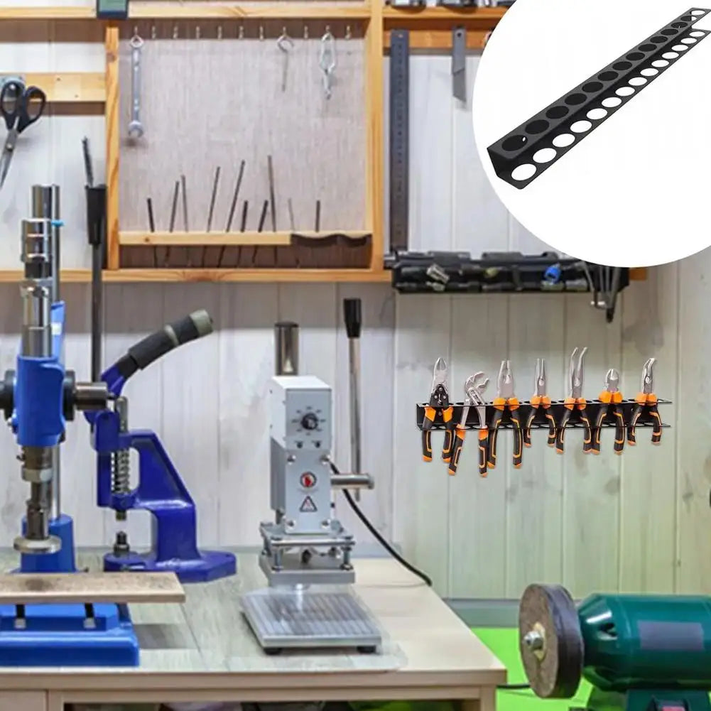 14-Hole Wall-Mounted Screwdriver Organizer Metal Tool Rack