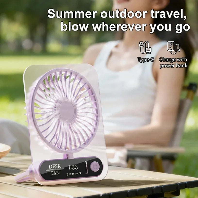 2026 New Transparent Desktop Fan Hanging Brushless Motor Low Noise Natural Wind Digital Display Type C Fan For Office Bedroom Oasis Select