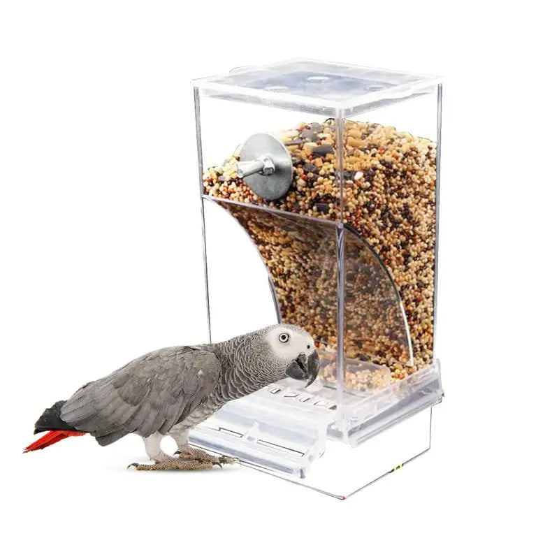 Automatic Parrot Feeder Drinker No messy Bird Feeders Acrylic Seed Food Container Cage Accessories For Small & Medium Parakeets Oasis Select