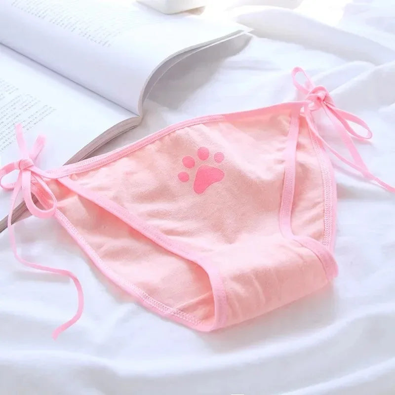 1/3/6pcs Sexy Bandage Lolita Panties Low Waist Lingerie Cute Claw Women's Briefs Low Waist Animation Underwear Oasis Select pink One Size As shown