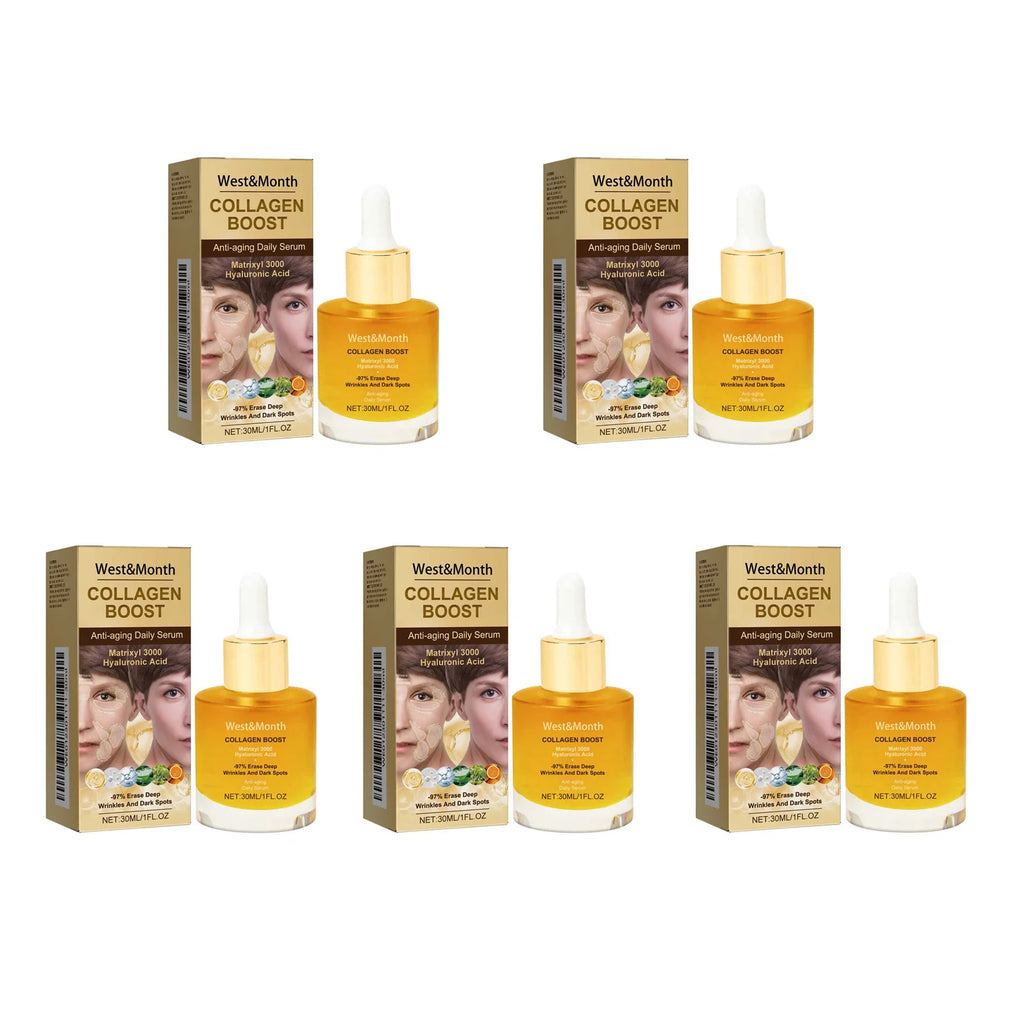 Collagen Face Serum Hydrating Tightening Smoothing Nourishing Brightening Face Skin Fade Fine Lines Anti-Aging Face Essence Oasis Select 5 x 30ml Boxed