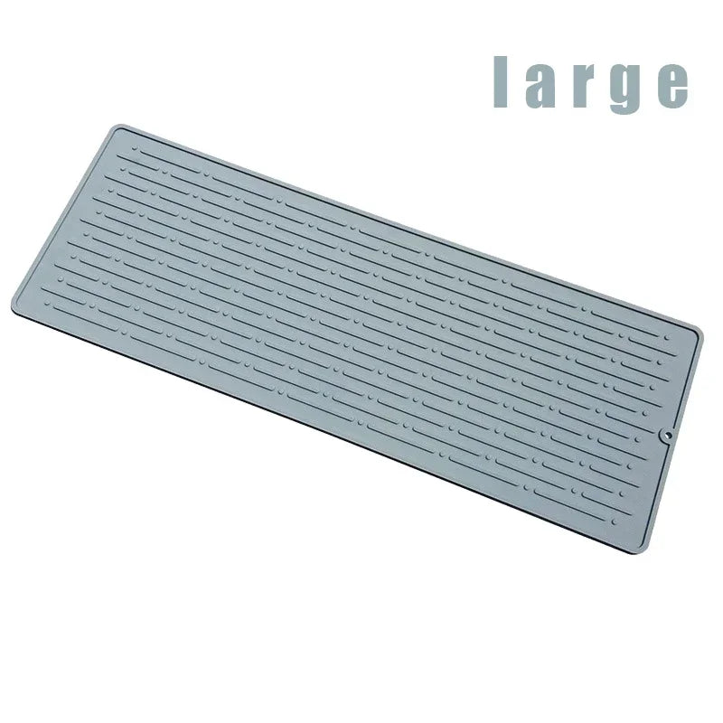 Silicone Dish Cup Drying Mat Anti-slip Sink Countertop Drain Pad Organizer Kitchenware Storage Protective Mat Kitchen Supplies Oasis Select large grey as show
