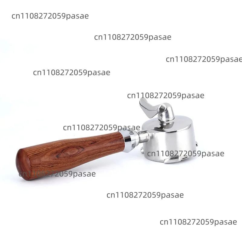 51mm Stainless Steel Two-cup Filter Screen Double-mouth Solid Wood Handle Modification Accessory for Home Coffee Machine Oasis Select