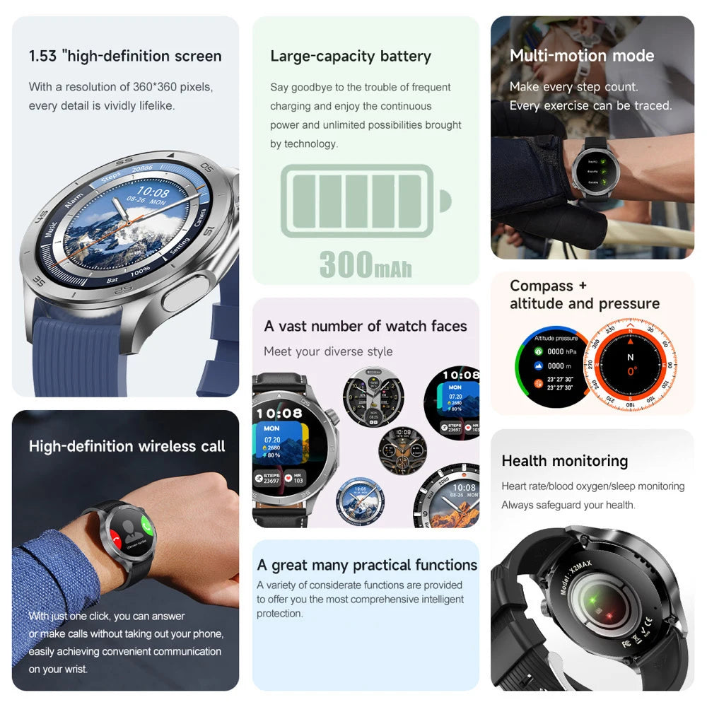 GPS Track Smart Watches Compass Waterproof Smartwatch Men Women Outdoor Blue Tooth Call Sleep Heart Rate Monitor Voice Assistant Oasis Select