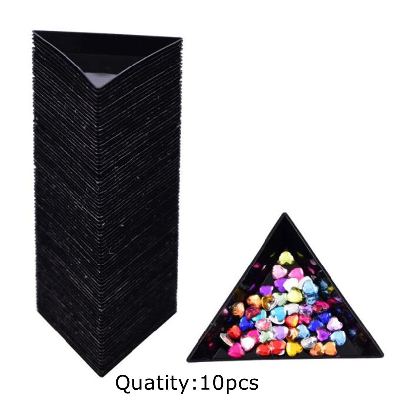1/10Pcs Triangular Tray Boxes Tweezers for Rhinestone Diamond Stotrage Handmade Supplies Jewelry Display Organizer Accessories Oasis Select Black