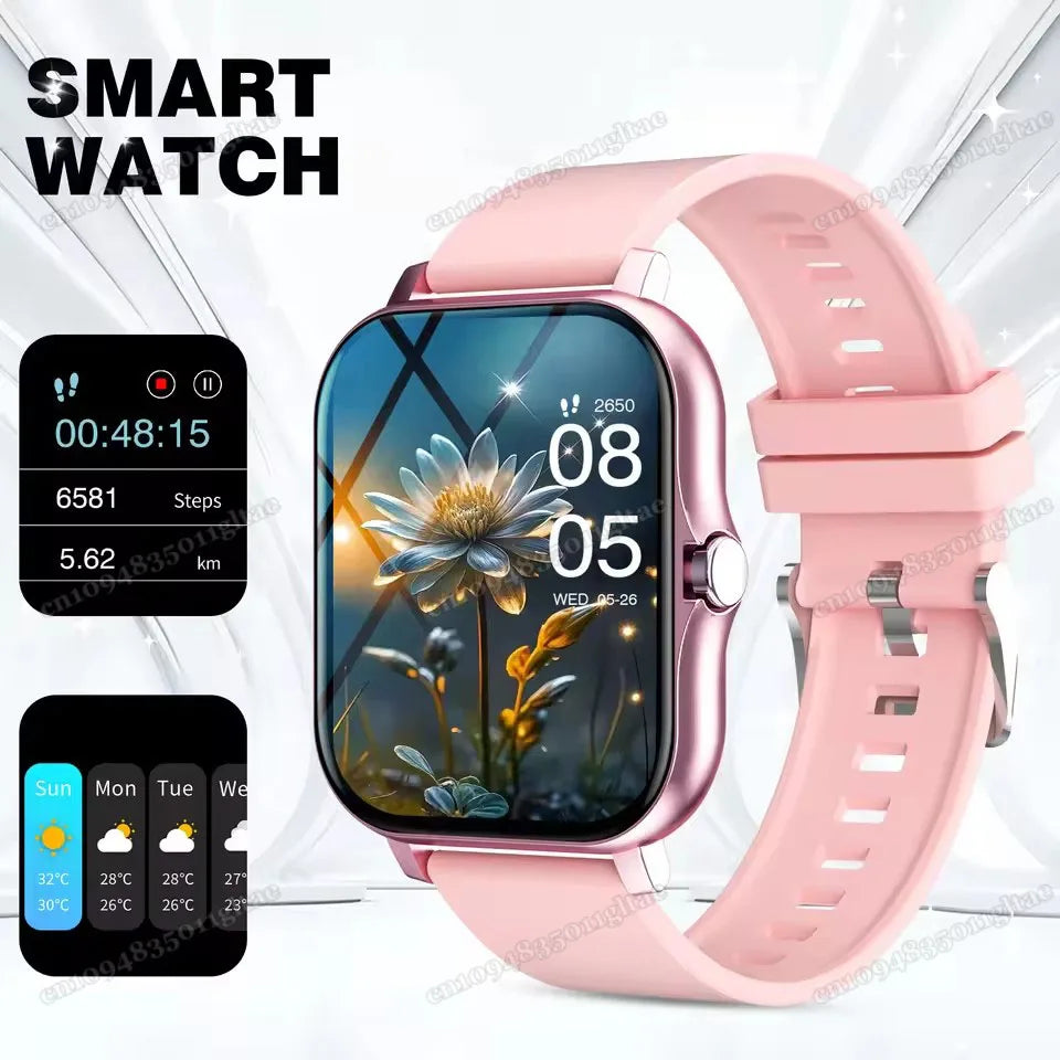 Smart Watch For Android IOS Watches 2.01inch HD Display Bluetooth Call Message Alert Music Sports Mode Smartwatch Men Women Gift Oasis Select Pink