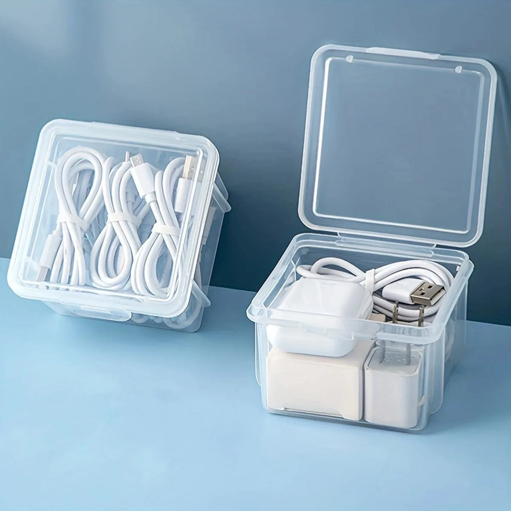 1pc data cable storage box with lid, charger, USB flash drive, headphone storage container, miscellaneous sorting box Oasis Select