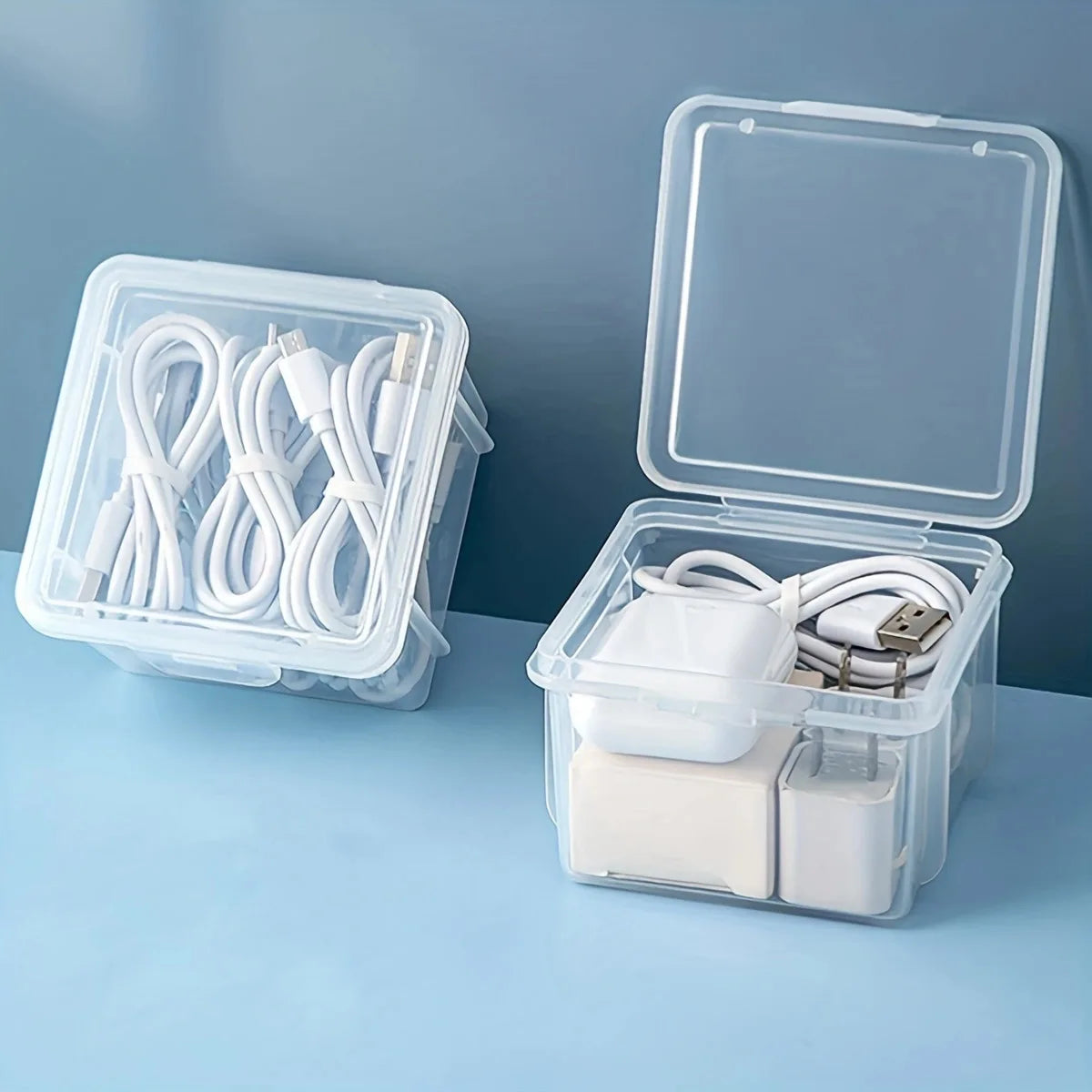 1pc data cable storage box with lid, charger, USB flash drive, headphone storage container, miscellaneous sorting box Oasis Select