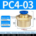 Copper Pneumatic Quick Plug Quick Connector 1/4 "1/8" 3/8 1/2 Thread PC 4mm 6mm 8mm Straight Hose Connector Pipe Oasis Select PC4-03 Blue