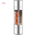 Salt and Pepper Grinder 2 in 1 Manual Stainless Steel Salt Pepper Mills with Adjustable Ceramic Grinding Spice Mill Kitchen Tool Oasis Select Steel shell