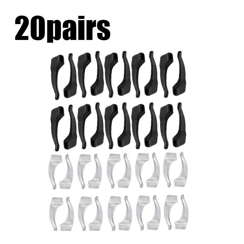 10/20/30/40Pairs Silicone Anti-Slip Eyeglass Hooks Comfortable Secure Glasses Holders For Activities Eyewear Accessories Oasis Select 20pairs mix