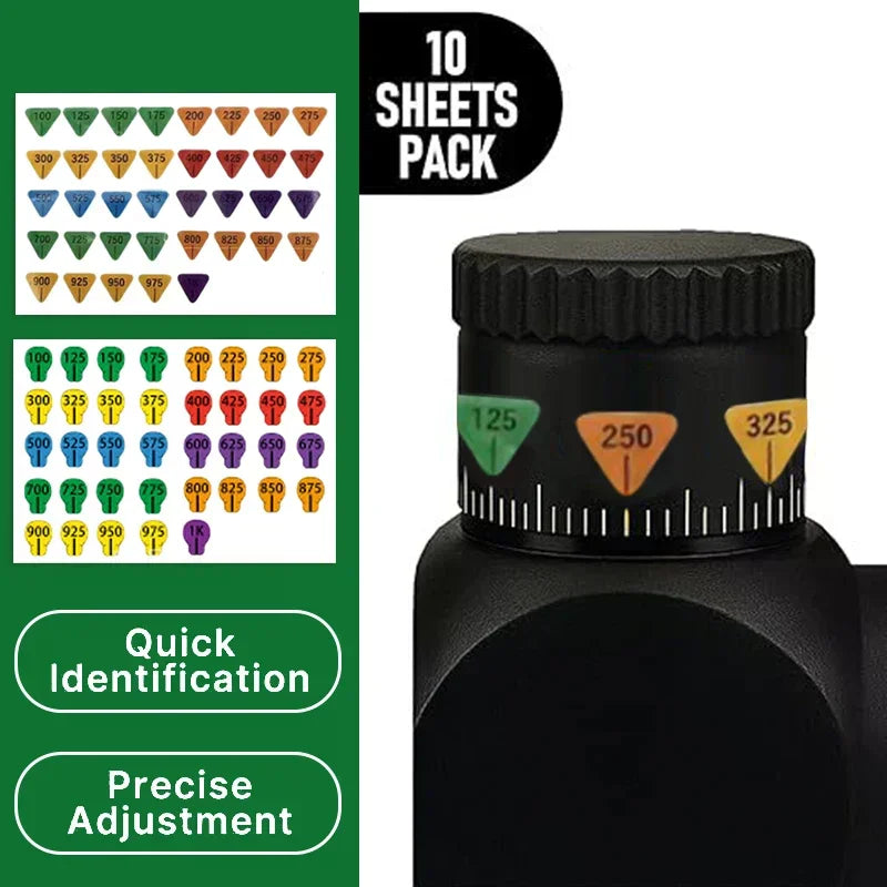 6/10 Sheets Rifle Scope Turret Stickers, Rifle Scope Turret Tags For Long Range Shooting Hunting, Fit Most Scope Caps Oasis Select