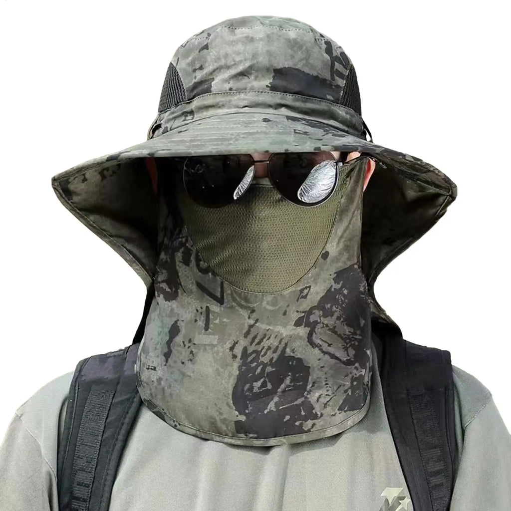 UV Protection Hat Hiking Hat with Face Cover and Neck Flap Detachable UPF50 Cap Breathable Bucket Cap For Fishing Backpacking Oasis Select