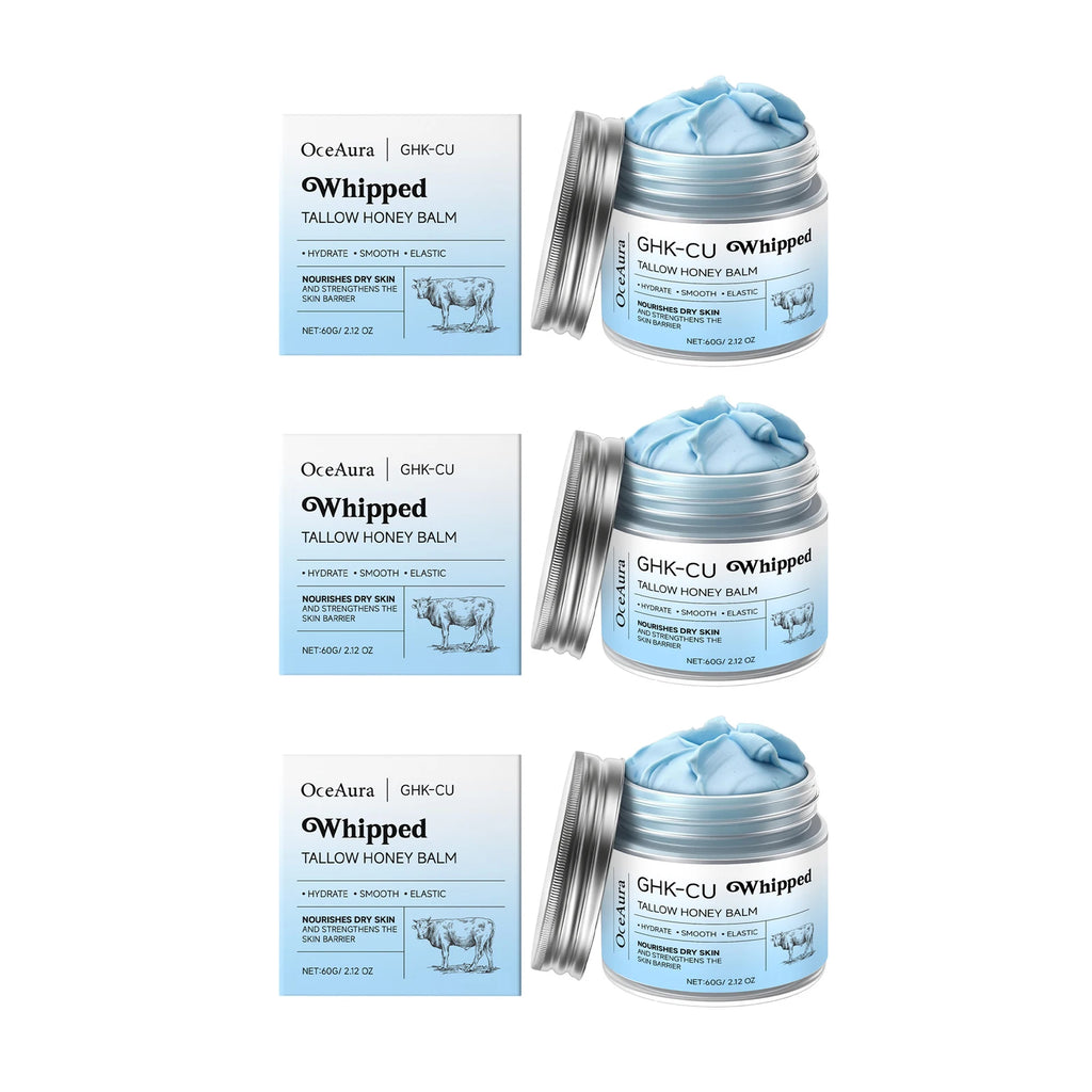 Ghk-Cu Beef Tallow Honey Balm Repair Dry Skin Deep Hydration Nourish Non-Greasy Brightening Even Skin Whipped Tallow Honey Cream Oasis Select 60g x3 boxed