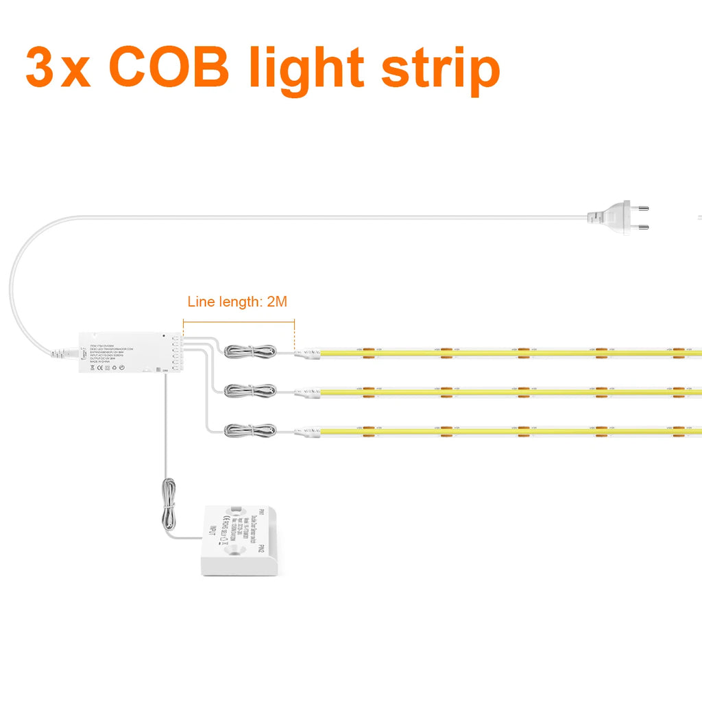 1-10PCS COB LED Cabinet Strip Lights with Double Door Sensor Swtich Night Light Integrated Lighting Proximity Induction Switch Oasis Select 3PCS COB LED Strip Neutral White 3m Kit|European Power Plug