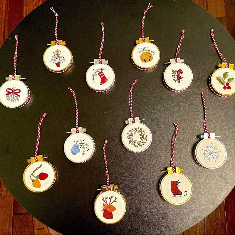 WISH Jolly And Bright Hand Embroidery Ornaments Kit,Christmas Embroidery Kit,Festival Ornament Kits Oasis Select