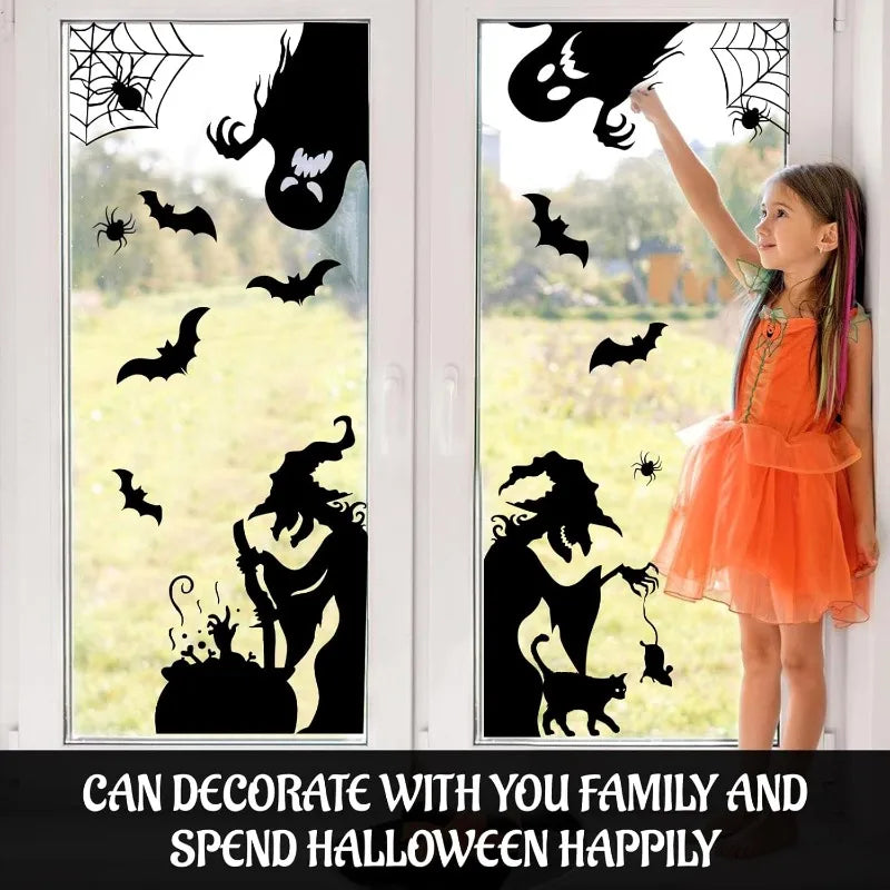 New Halloween Stickers Party Decoration Double-sided Glass Display Windows Wall Sticker Electrostatic Window Stickers Home Decor Oasis Select